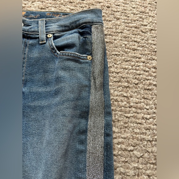 7 For All Mankind High Waisted Skinny Glitter Tux Stripe Size 27 - Picture 2 of 8